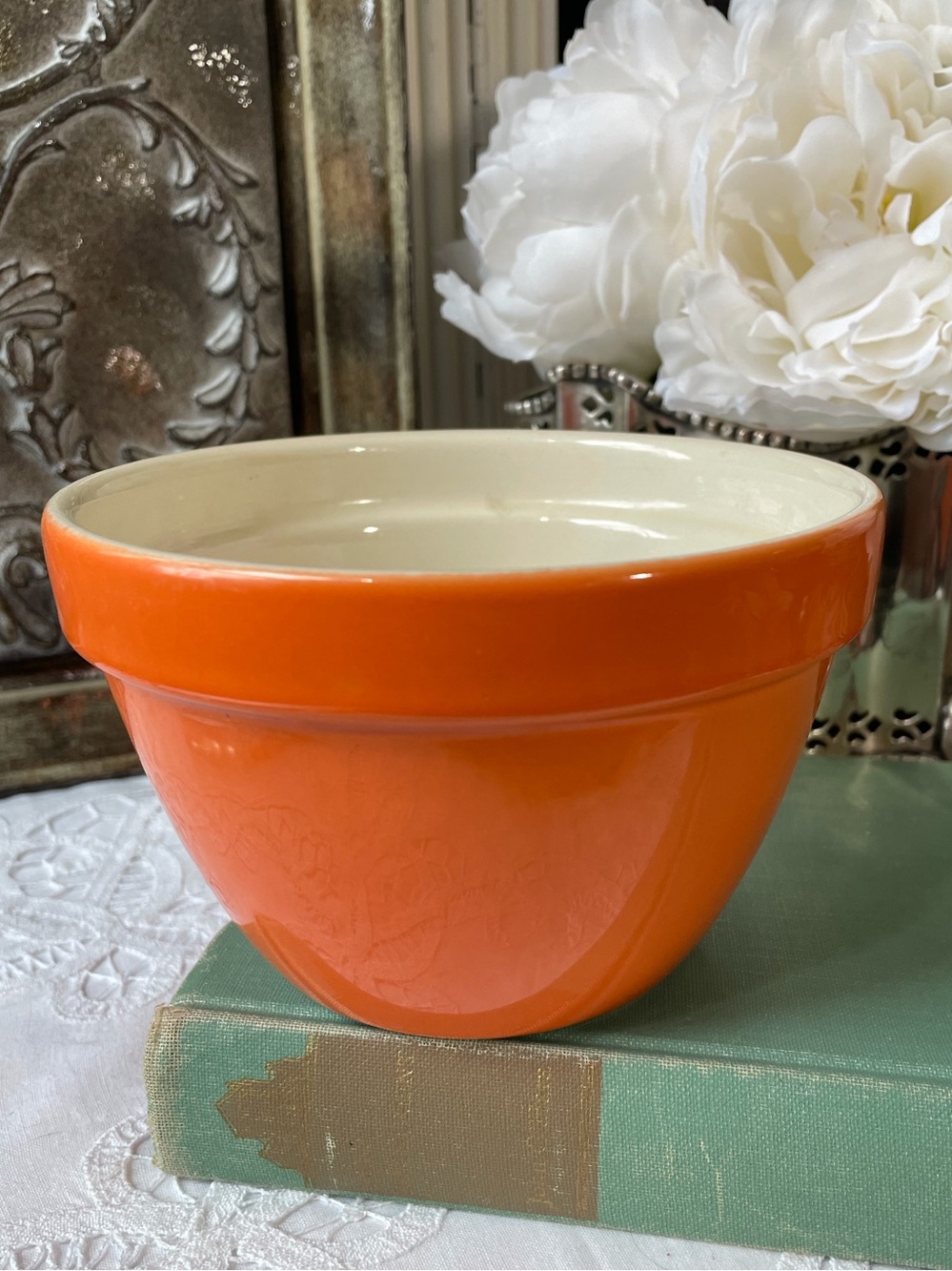 Crate & Barrel Orange Ceramic Serving bowl